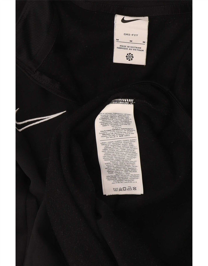 Мужской пуловер с воротником на молнии Nike Dri Fit, спортивный костюм среднего размера, черный с цветными блоками
