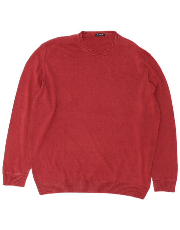 Мужской свитер Massimo Dutti с круглым вырезом 2XL, бордовый хлопок