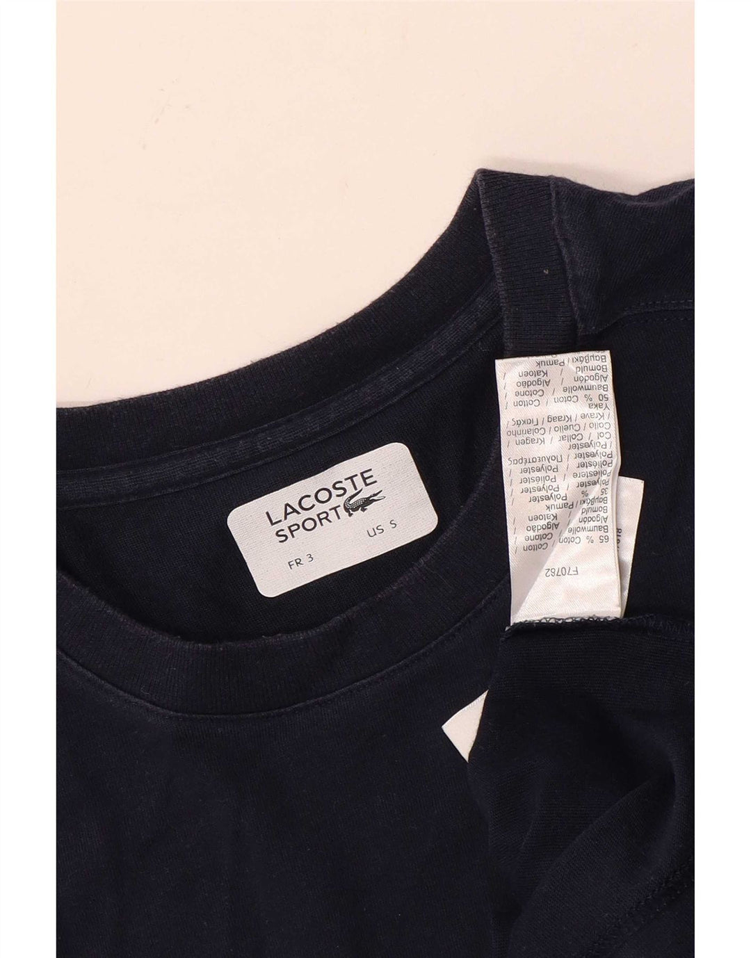 Мужская футболка Lacoste, размер 3, маленькая, темно-синяя, хлопковая