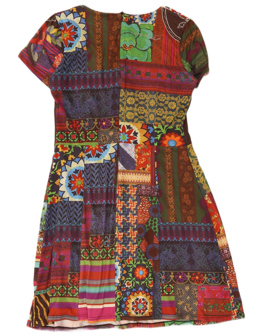 Женское платье трапециевидного силуэта с графическим рисунком Desigual UK 14, большое разноцветное пэчворк