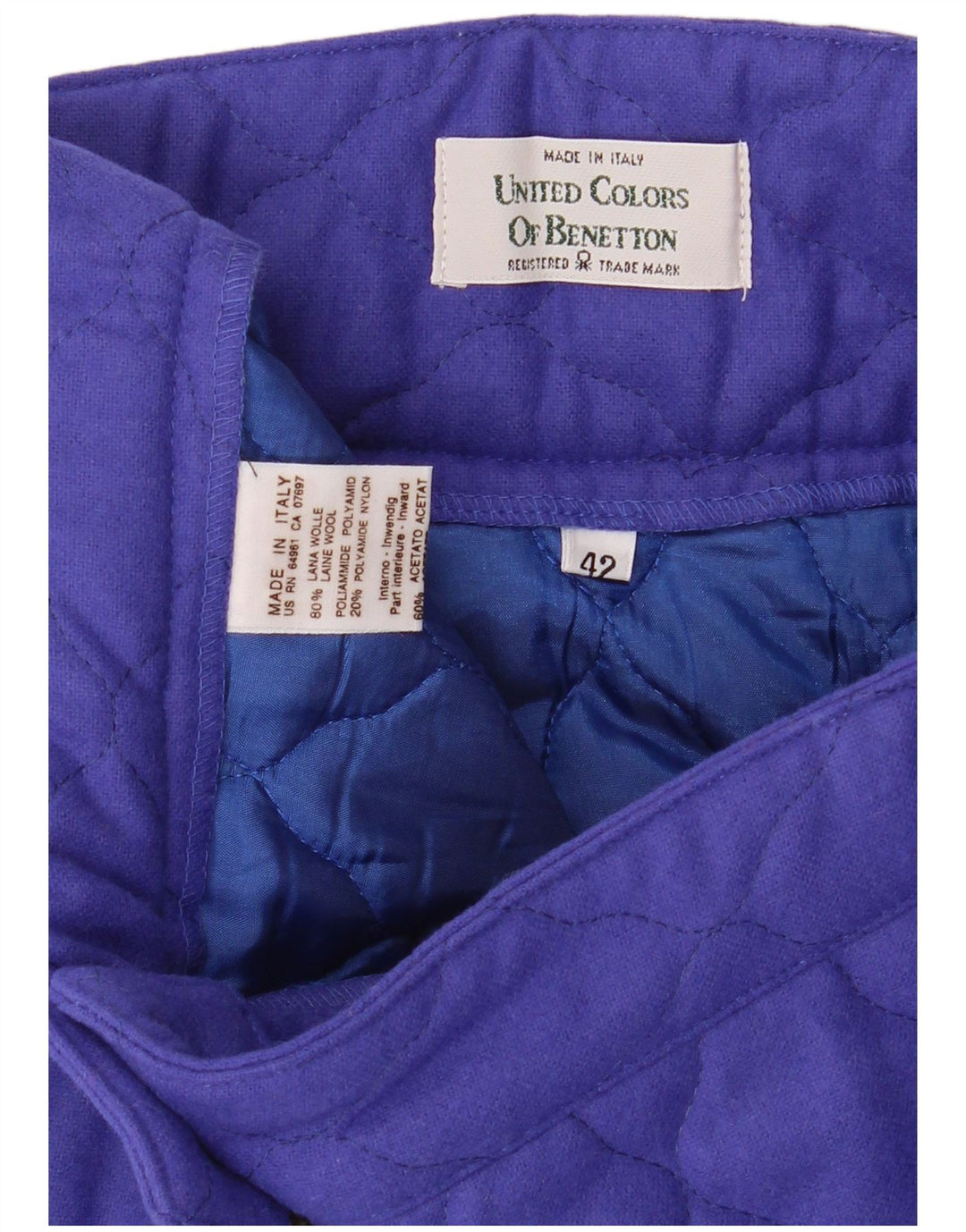 Benetton Женская стеганая мини-юбка с высокой талией IT 42 Medium W26 Фиолетовая шерсть