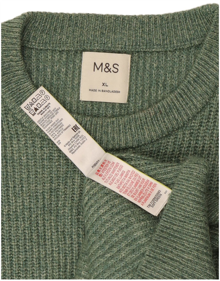 Мужской джемпер с круглым вырезом Marks & Spencer XL, зеленый полиамид