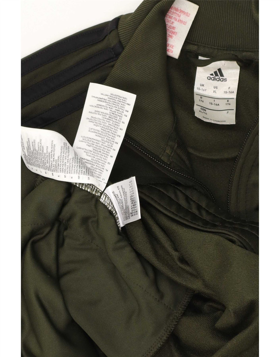 Спортивный костюм Adidas для мальчиков, верхняя куртка 15-16 лет, зеленый полиэстер