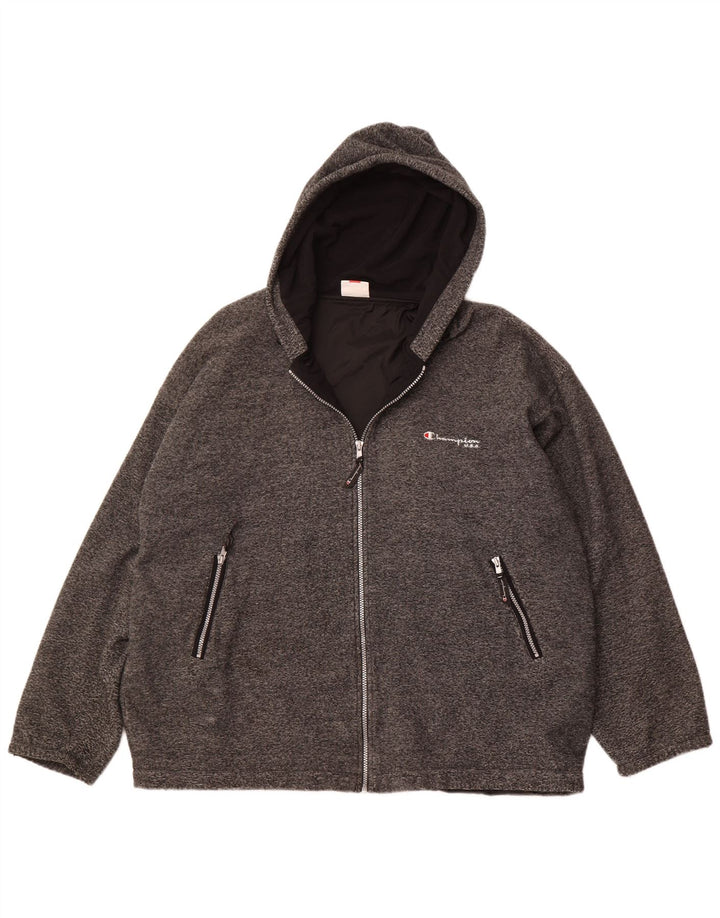 Мужская флисовая куртка CHAMPION с капюшоном UK 42 XL, серый полиэстер в тонкую полоску