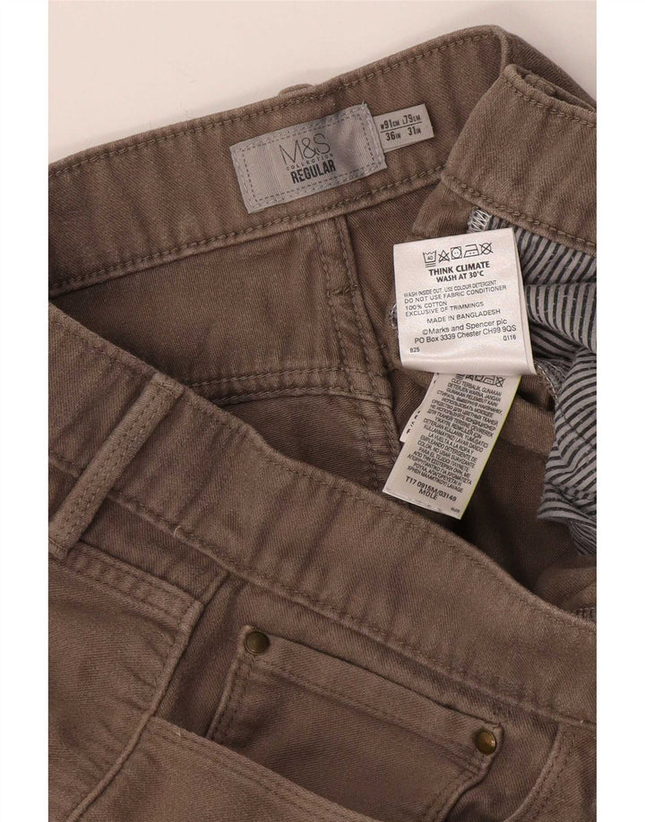 Мужские повседневные брюки Marks & Spencer W36 L31 бежевого цвета, хлопок