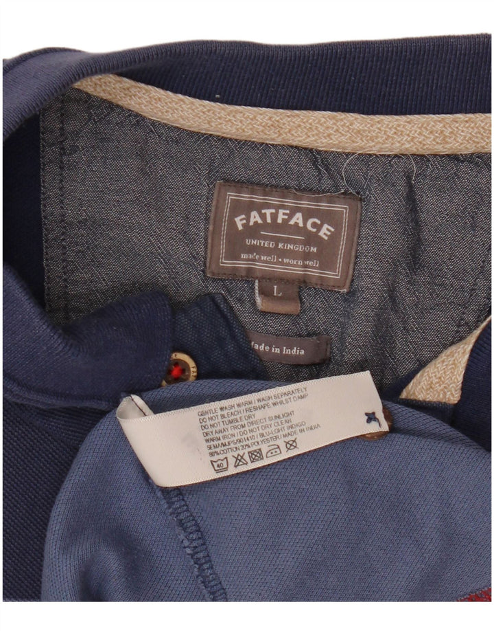 Мужская рубашка поло Fat Face из хлопка в большую синюю полоску