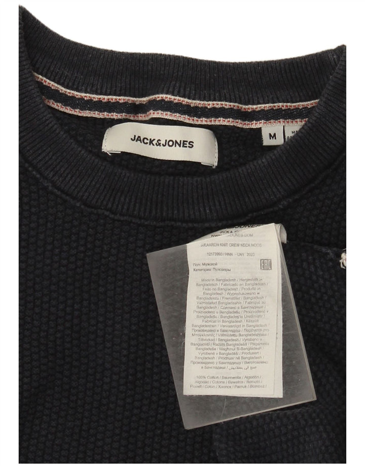Мужской джемпер с круглым вырезом Jack & Jones, средний темно-синий хлопковый свитер