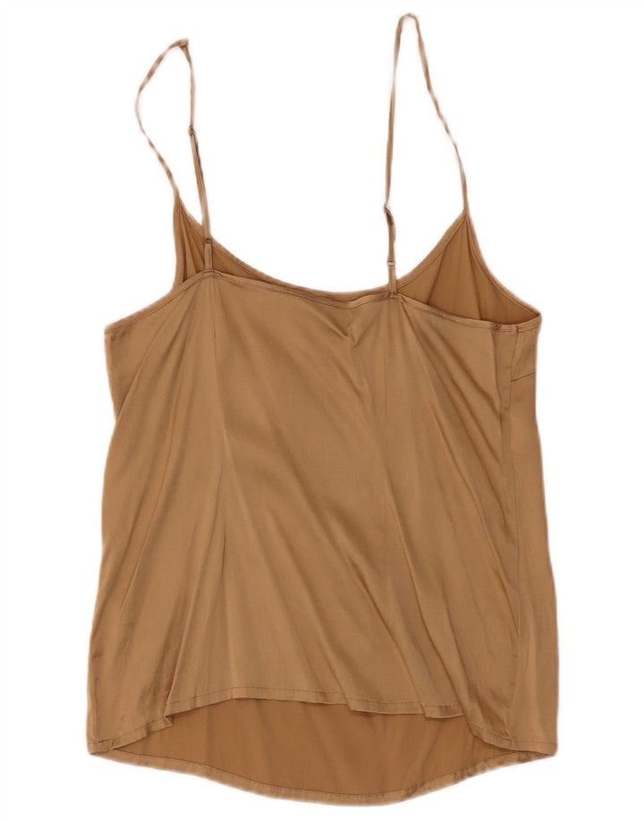 Винтажный женский топ на бретельках UK 8, маленький коричневый шелковый
