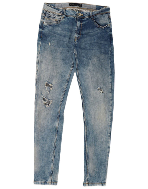 Женские потертые джинсы скинни Zara EU 38, маленькие W28 L28, синие