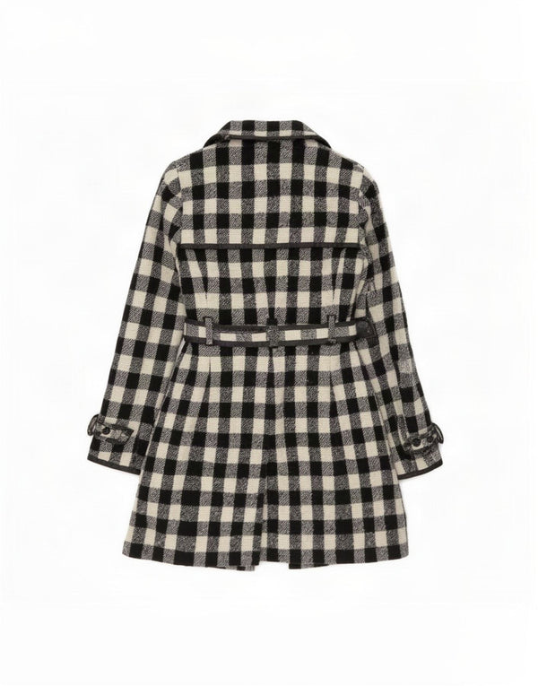 Женское пальто Karen Millen UK 6 XS, черное шерстяное в мелкую клетку