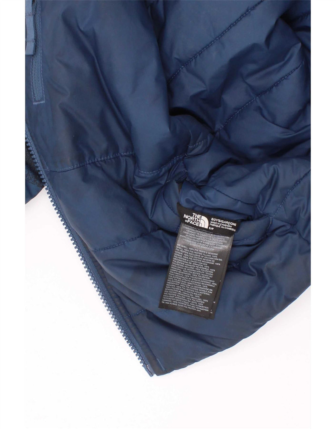 Двусторонняя стеганая куртка с графическим рисунком для мальчиков The North Face, 7–8 лет, маленькая синяя