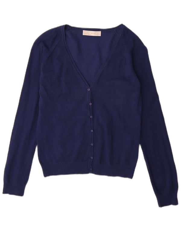 Женский кардиган Zara UK 14, большой темно-синий хлопковый свитер