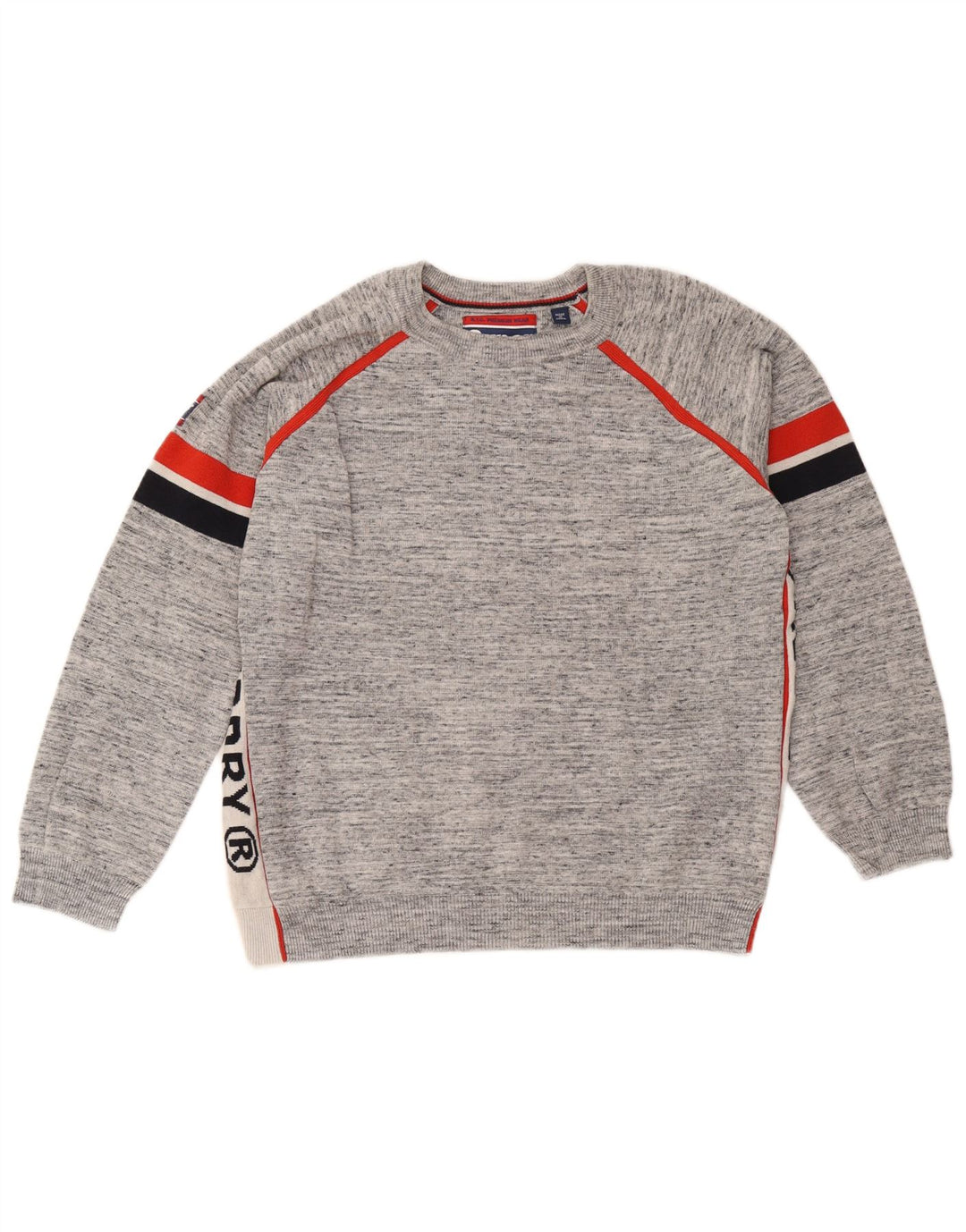 Мужской джемпер с круглым вырезом Superdry, большой серый с цветными блоками