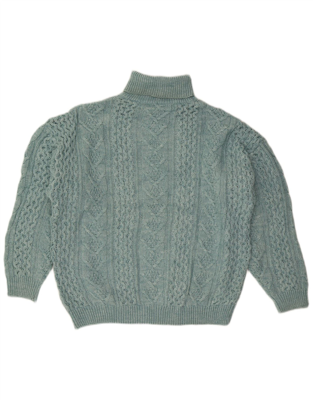 ВИНТАЖНЫЙ женский свободный джемпер с высоким воротником, Великобритания, 18 XL, синяя шерсть