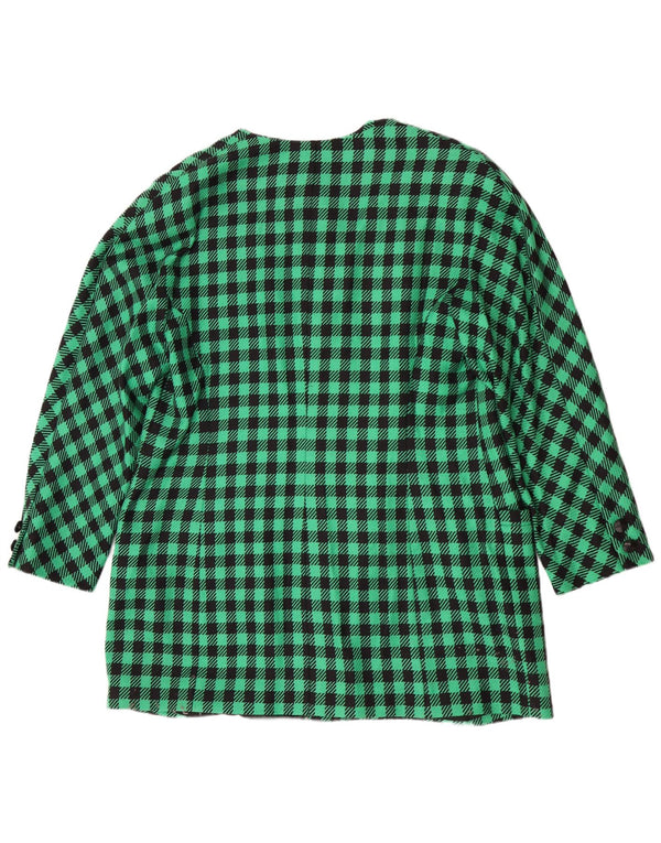 Женское пальто Louis Feraud UK 18 XL, зеленое в мелкую клетку, новая шерсть
