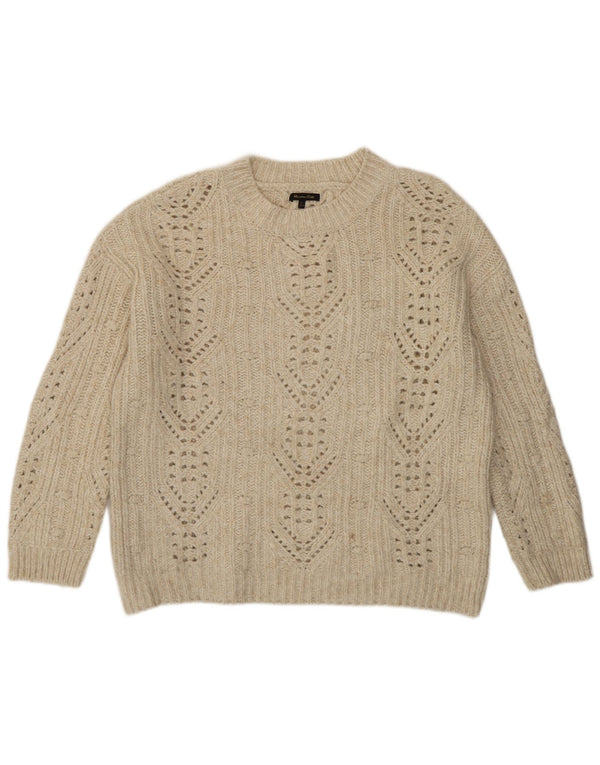 Женский джемпер с круглым вырезом Massimo Dutti UK 16, большой Off White