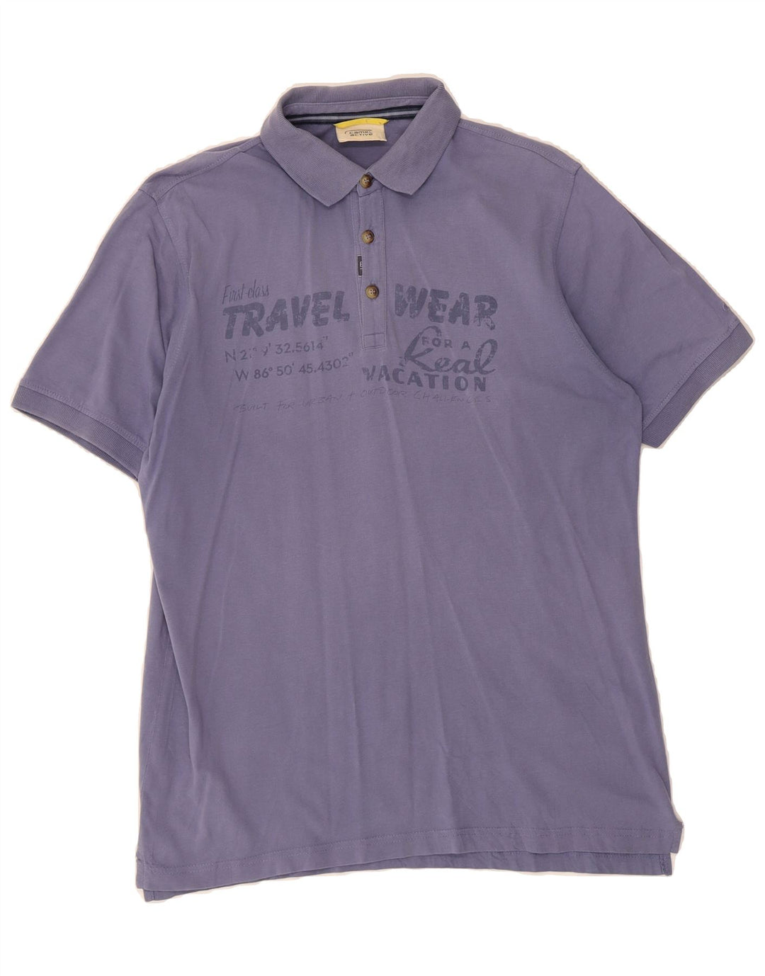 CAMEL ACTIVE Mens Graphic Polo Shirt Large Purple Vintage Camel Active and Second-Hand Camel Active from Messina Hembry 