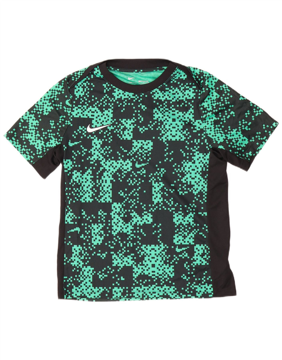 Мужская тонкая футболка Nike Dri Fit с абстрактным узором, верх из полиэстера среднего зеленого цвета