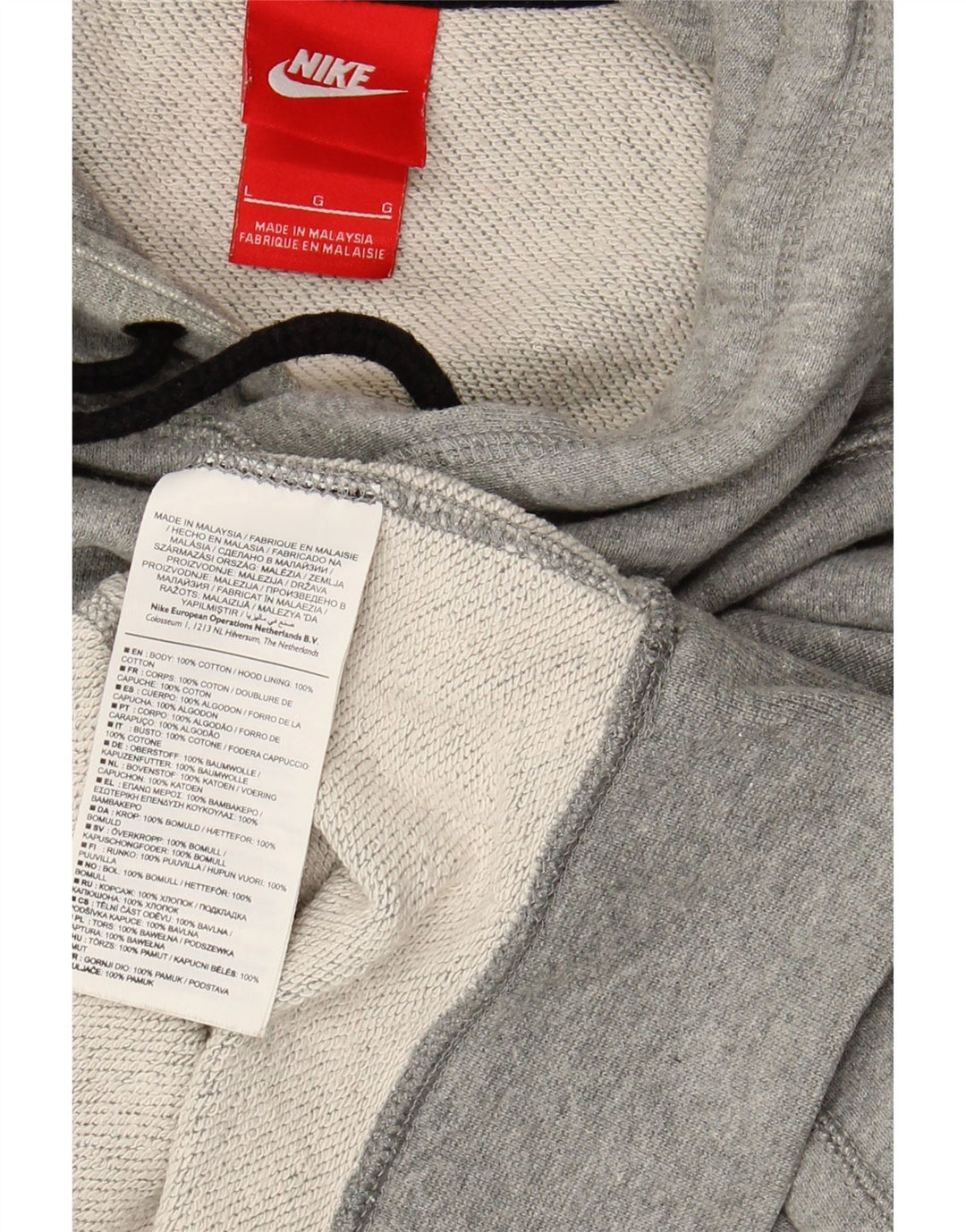 Мужской джемпер с капюшоном NIKE, большой размер, серый хлопок