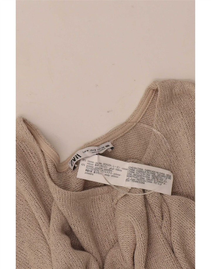 Женская блузка оверсайз Zara UK 14, вискоза среднего серого цвета