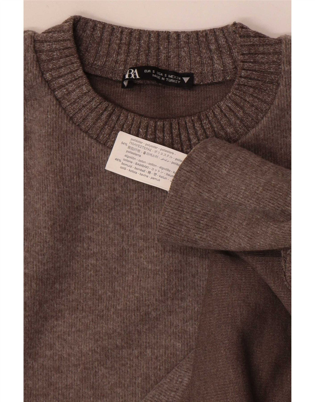 Женский свободный джемпер с круглым вырезом Zara UK 10, маленький коричневый полиэстер