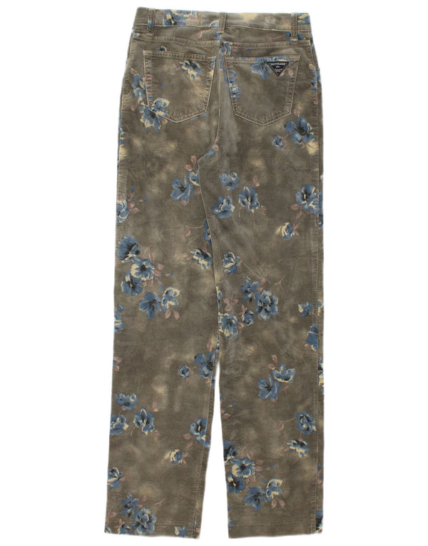 Женские прямые повседневные брюки Outrage W33 L32, зеленый хлопок с цветочным принтом