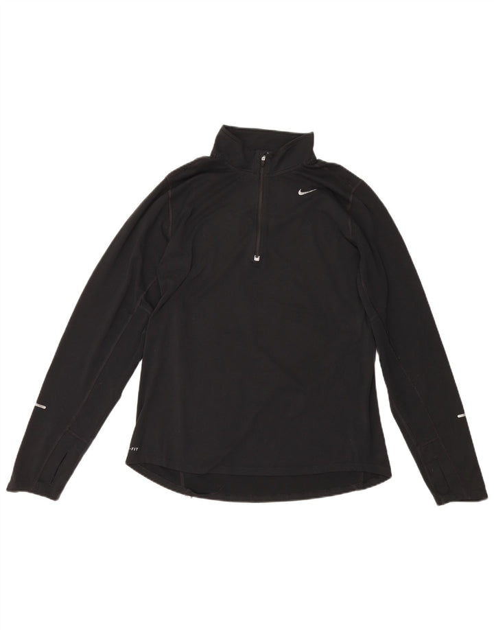 Мужской пуловер с воротником на молнии Nike Dri Fit, спортивный костюм, средний черный полиэстер