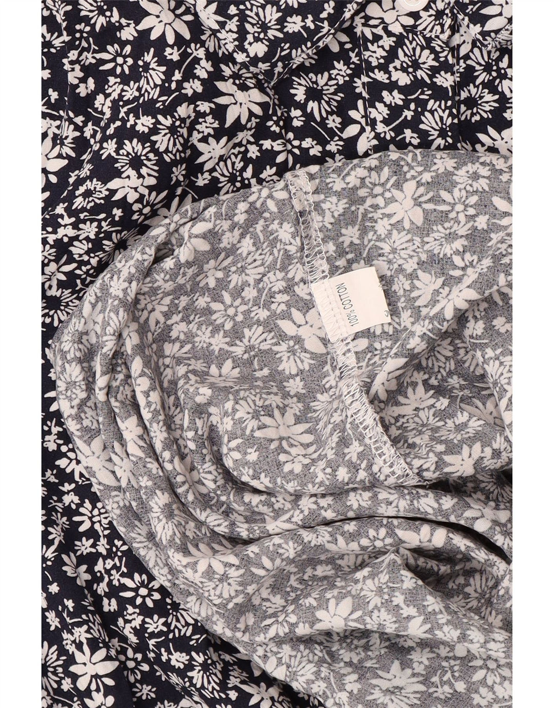 ВИНТАЖНОЕ женское платье макси с длинными рукавами, Великобритания 14, большой темно-синий цветочный хлопок