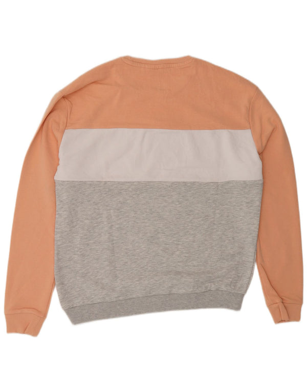 Мужской свитшот с рисунком FILA, большой хлопковый джемпер оранжевого цвета с цветными блоками