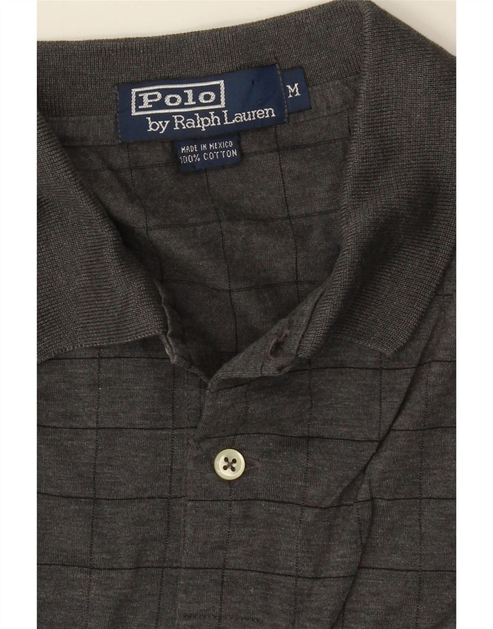 Мужская рубашка-поло POLO RALPH LAUREN, хлопковая клетка среднего серого цвета