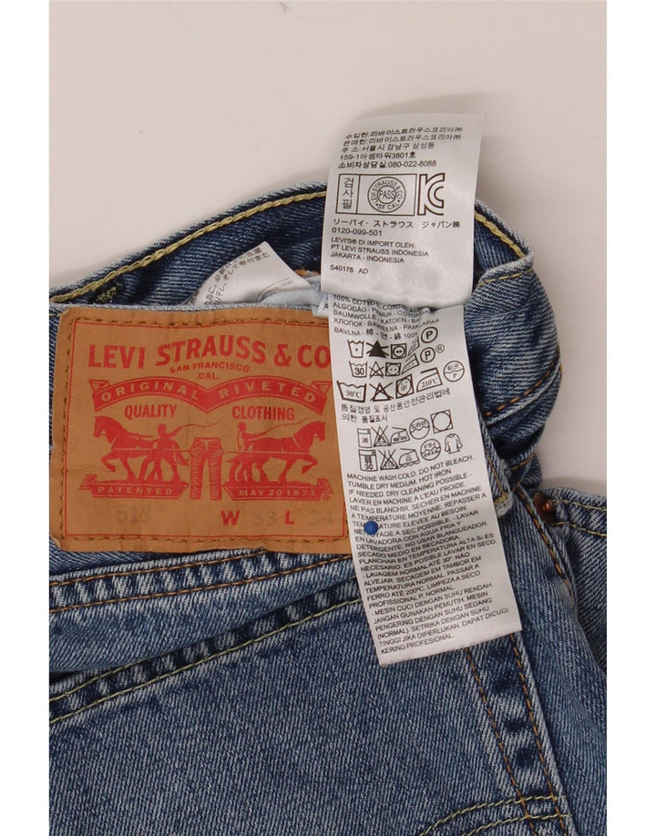 Мужские прямые джинсы LEVI'S 513 W33 L34 синие, хлопок