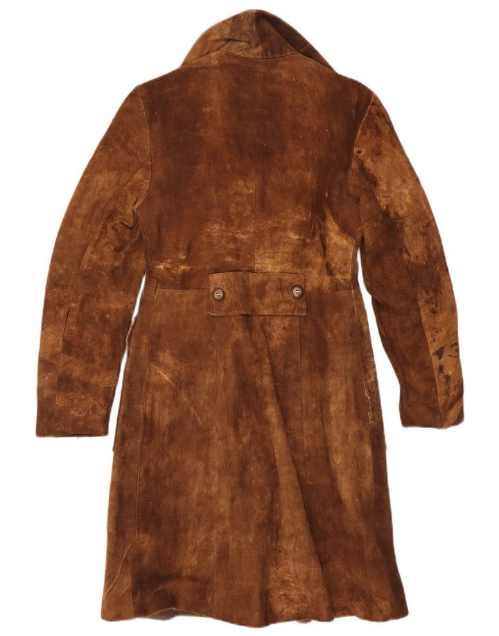 Винтажное женское замшевое пальто UK 10, маленькое коричневое