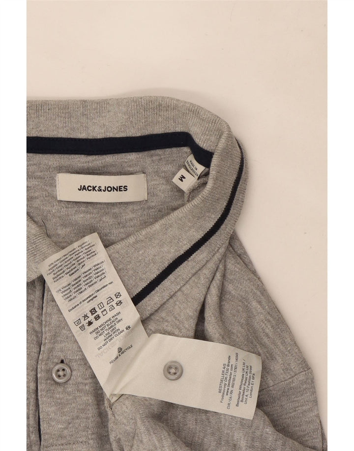 Мужская рубашка-поло Jack & Jones среднего серого цвета в крапинку из хлопка