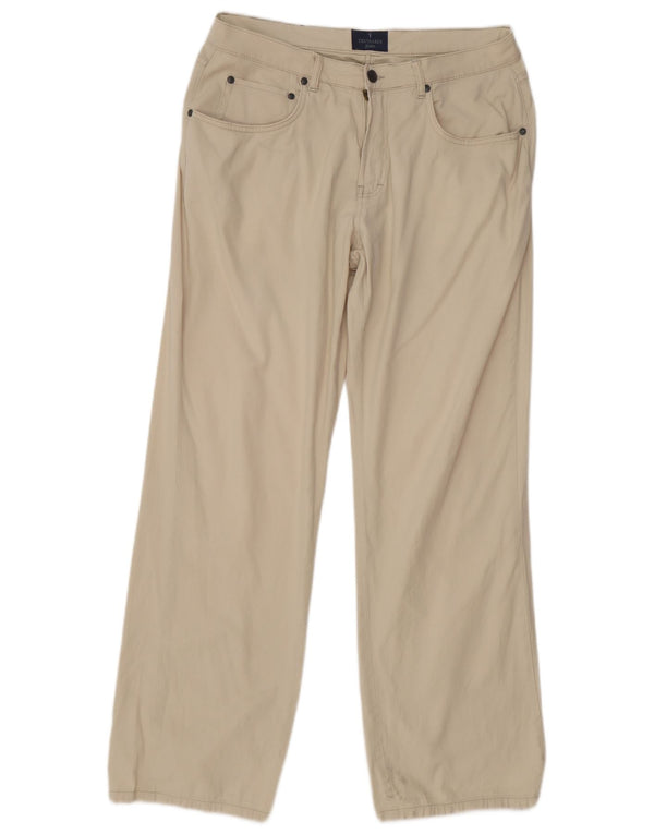 Мужские прямые повседневные брюки Trussardi W34 L31 бежевого цвета, хлопок