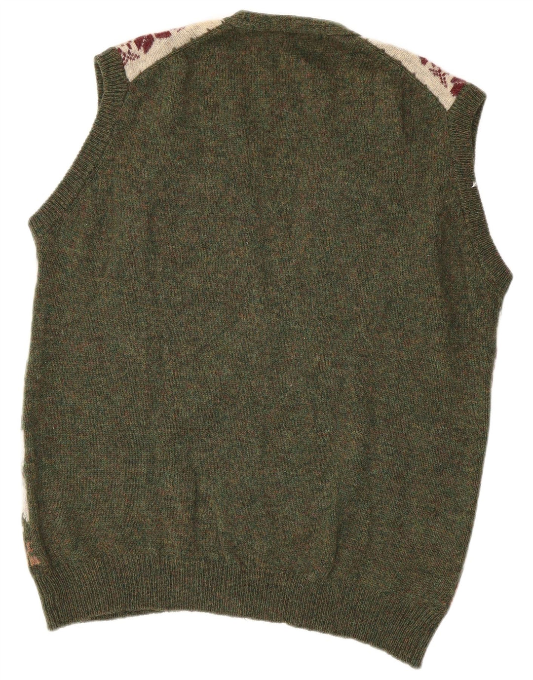 GREEN LEAVES Мужской кардиган без рукавов XL, зеленый шерсть Fair Isle