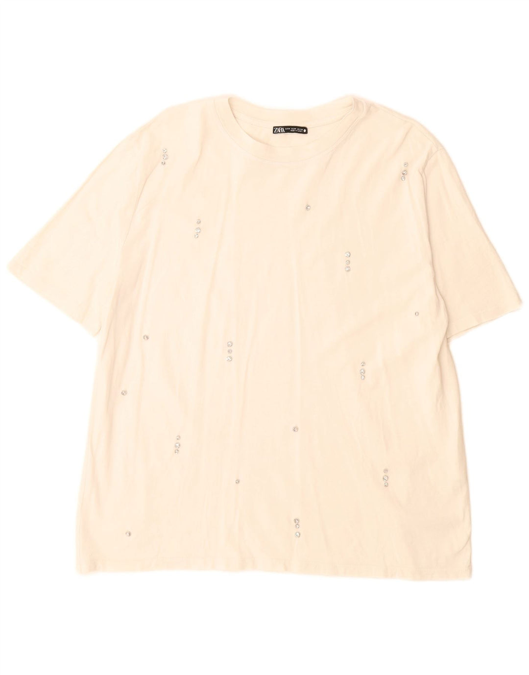 Женская футболка Zara Top UK 14, средний белый хлопок, белый цвет