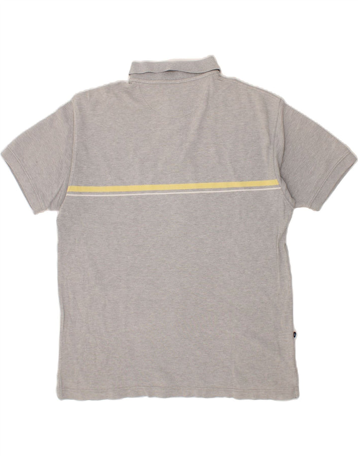 GAP Mens Polo Shirt Large Grey Striped Cotton Vintage Gap and Second-Hand Gap from Messina Hembry 