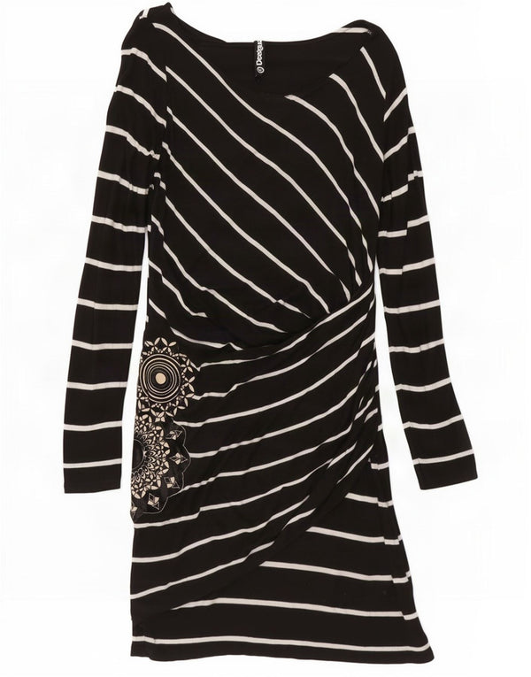 Desigual Womens Graphic Long Sleeve T-Shirt Dress UK 18 XL Black Viscose