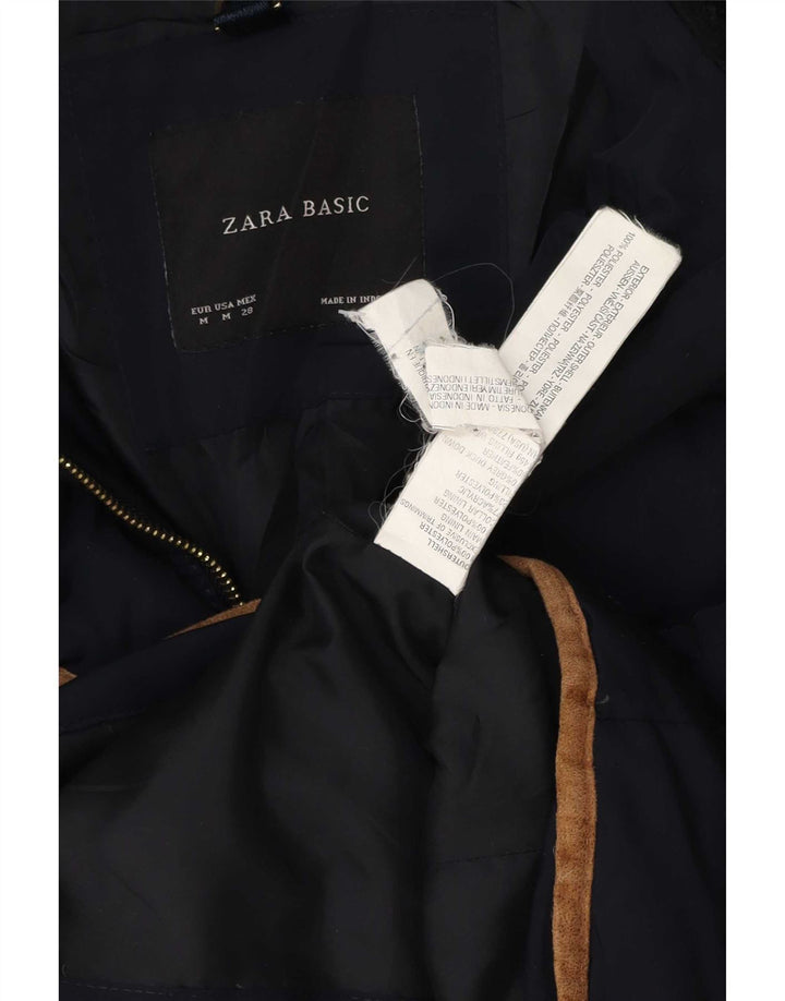 Женская стеганая куртка Zara UK 12, средний темно-синий полиэстер