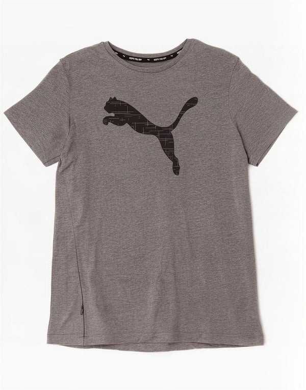Футболка с рисунком Puma для мальчиков, топ 15–16 лет, серый хлопок с крапинками