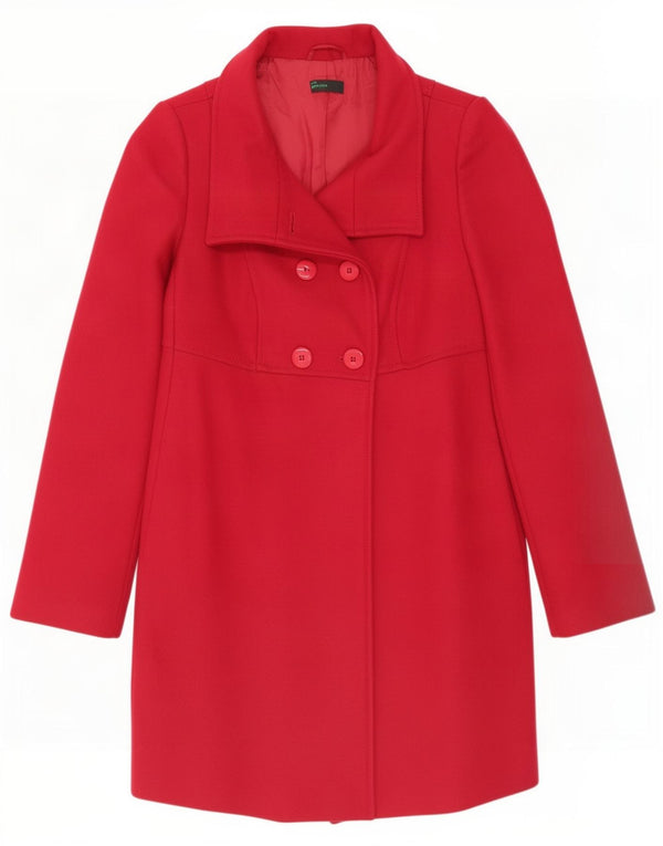 Benetton Женское двубортное пальто IT 42 Medium Red Wool