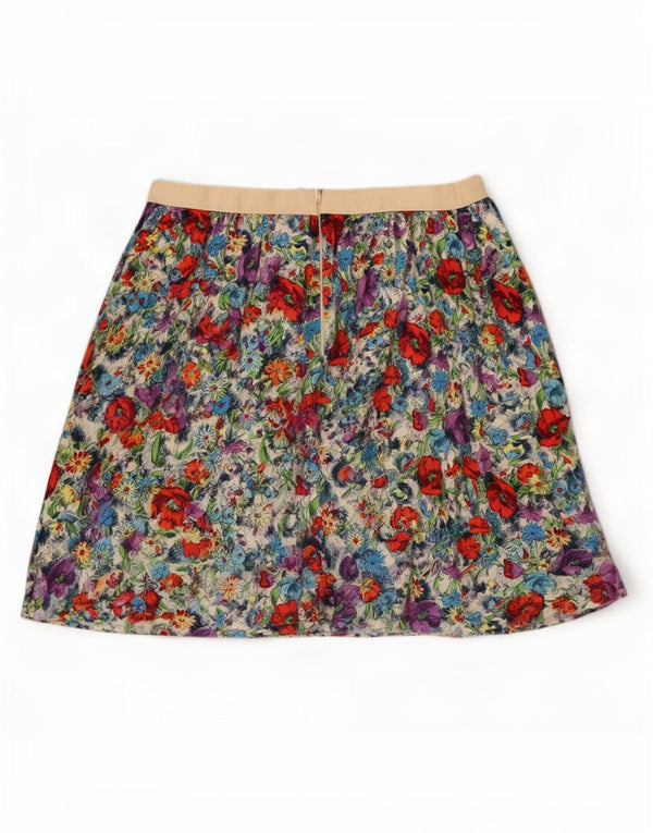 Женская мини-юбка Topshop UK 12 Medium W28, разноцветная вискоза с цветочным принтом