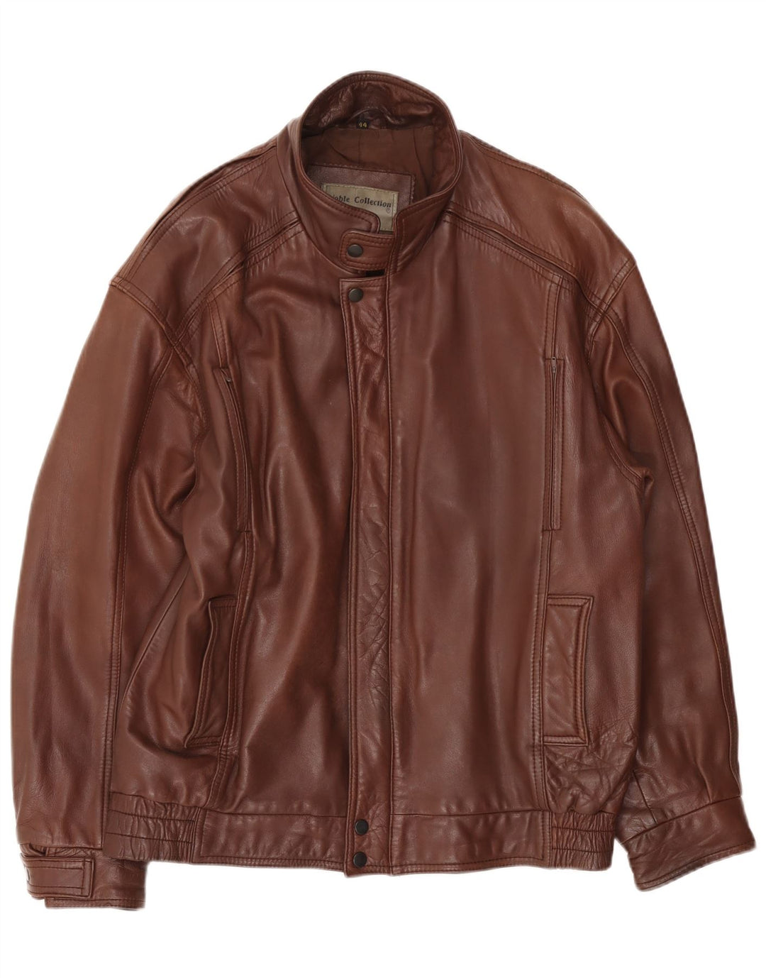 NOBLE Мужская кожаная куртка свободного кроя EU 44 XS Коричневая кожа