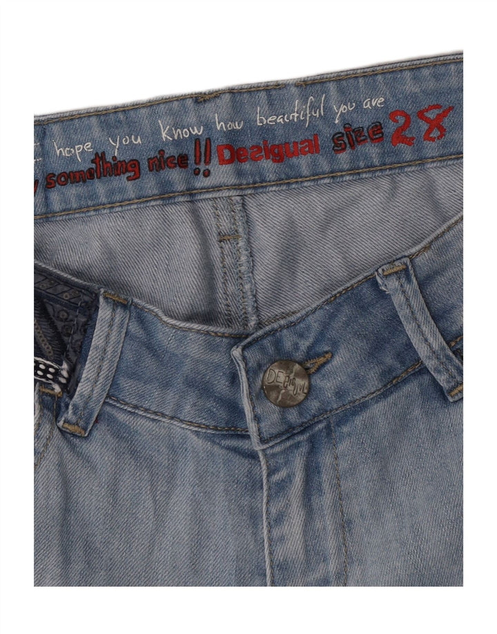 Женские джинсовые шорты с рисунком Desigual W28, средний синий с цветочным принтом
