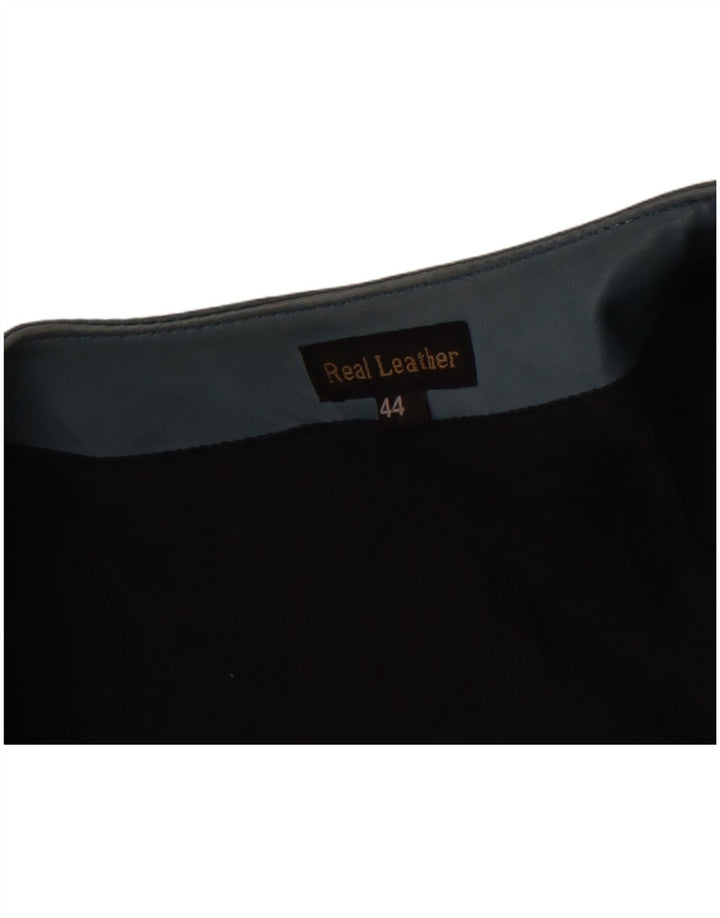 VINTAGE Женская кожаная куртка с рукавом 3/4 IT 44 Medium Blue Leather