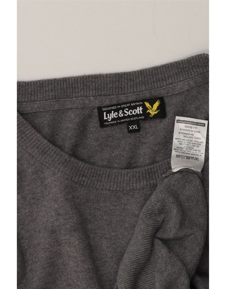 Мужской свитер с вырезом лодочкой LYLE & SCOTT 2XL, серый хлопок