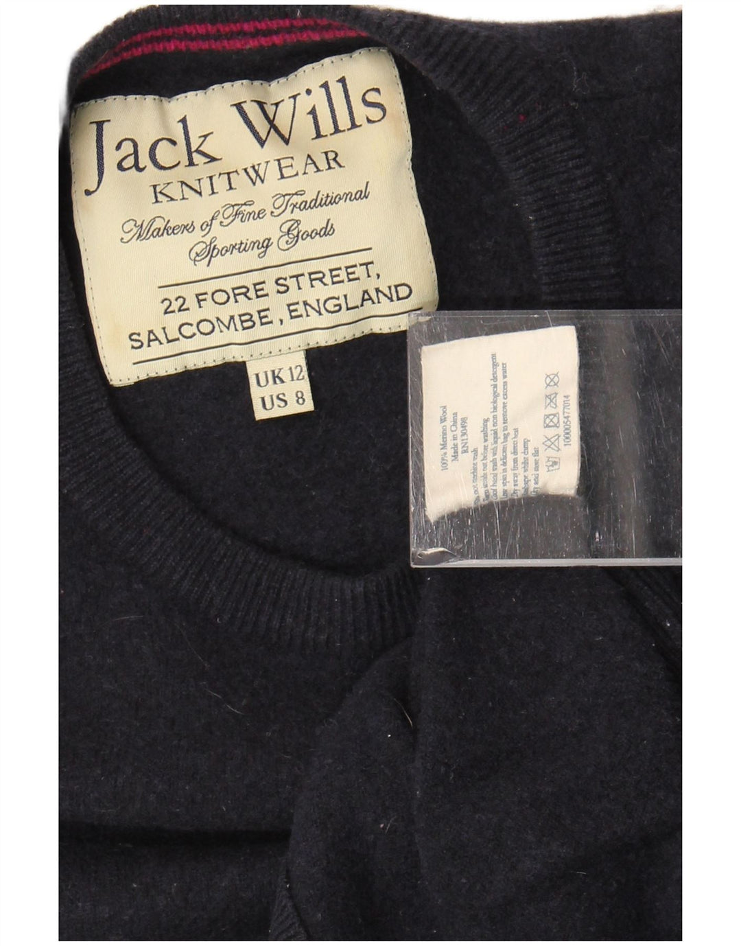 Женский укороченный джемпер с круглым вырезом Jack Wills UK 12, средний темно-синий