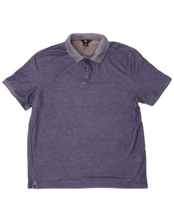 Мужская рубашка-поло CALVIN KLEIN, большая синяя хлопковая