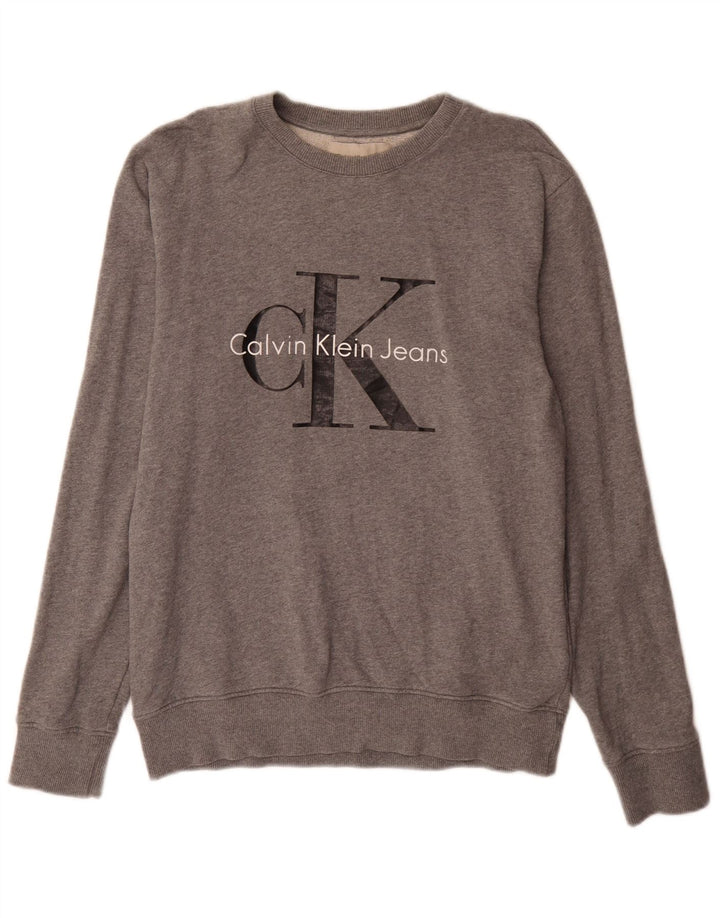 Мужской свитшот с рисунком Calvin Klein Jeans, средний серый в крапинку