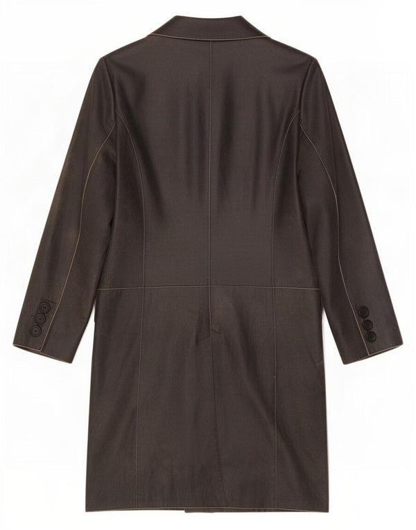Винтажное женское кожаное пальто IT 42 Medium Black